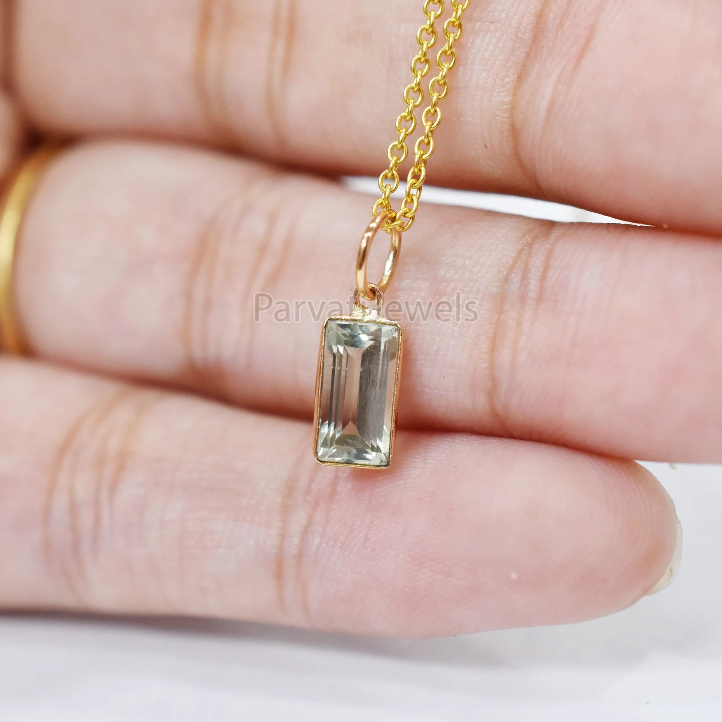 1 Pc Green Aquamarine 18K Solid Gold Charm, 18k Solid Gold Charm, Green Aquamarine Gold Charm Pendant, Minimalist Handmade Gold Charm