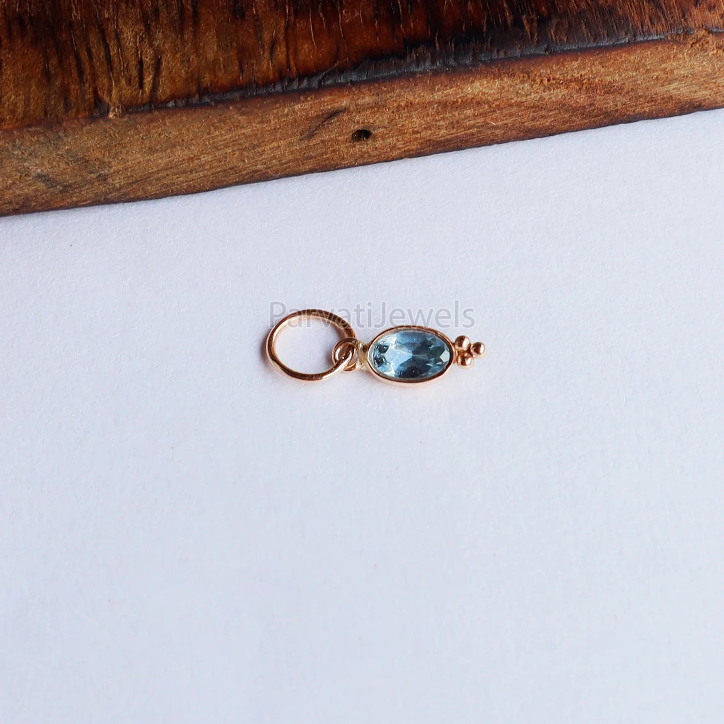 Natural Aquamarine Charm, 18k Solid Gold Charm, Aquamarine Gold Charm, Gold Charm, Charm Pendant, Handmade Gold Charm, Gift For Her