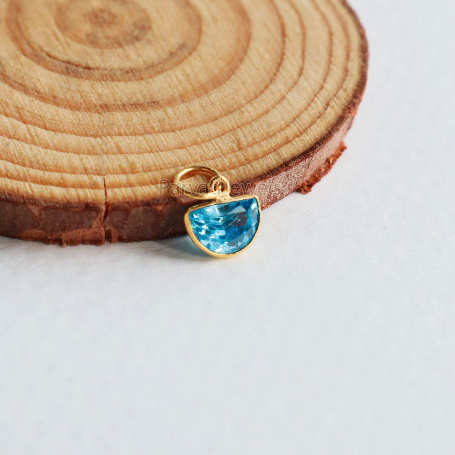 Solid Gold Blue Topaz Square Shape Charm Pendant, 18K Solid Gold Blue Topaz Charm, Minimalist Charm Pendant, Gold Charm, Gift Jewelry (Copy)