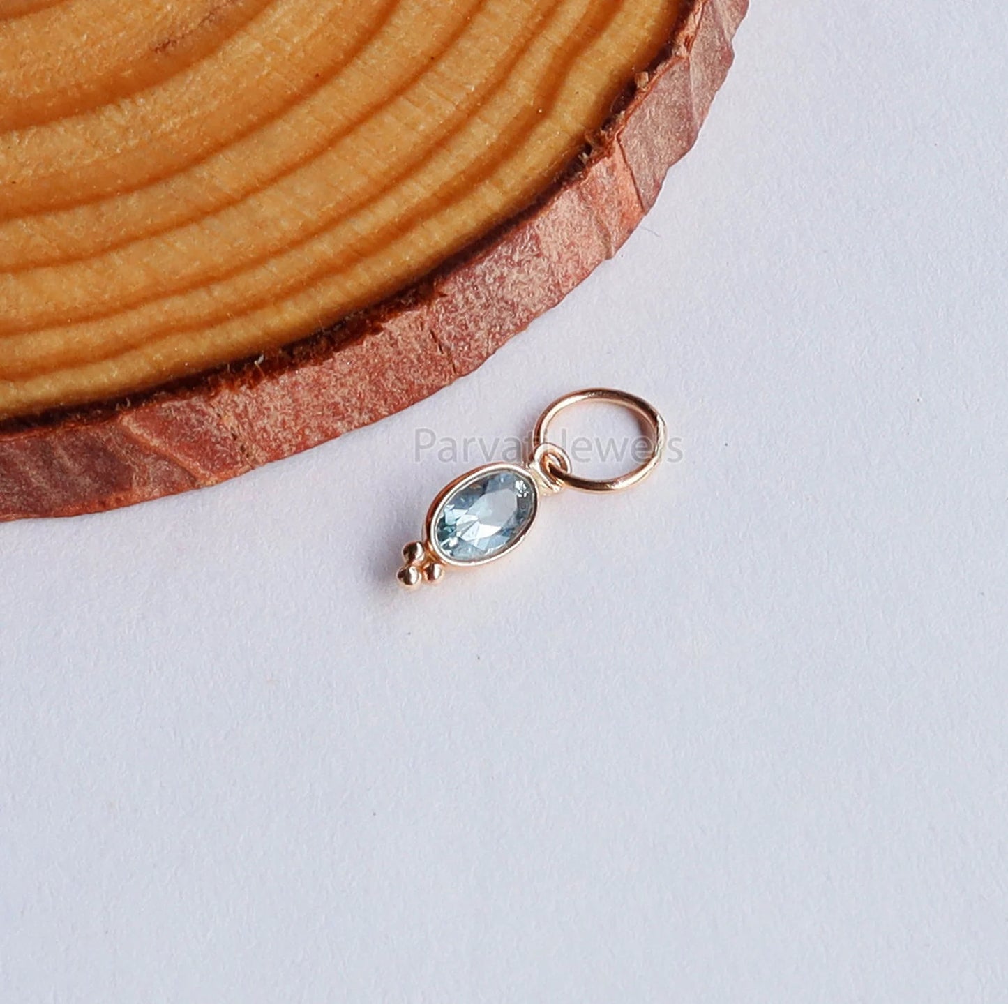 Natural Aquamarine Charm, 18k Solid Gold Charm, Aquamarine Gold Charm, Gold Charm, Charm Pendant, Handmade Gold Charm, Gift For Her