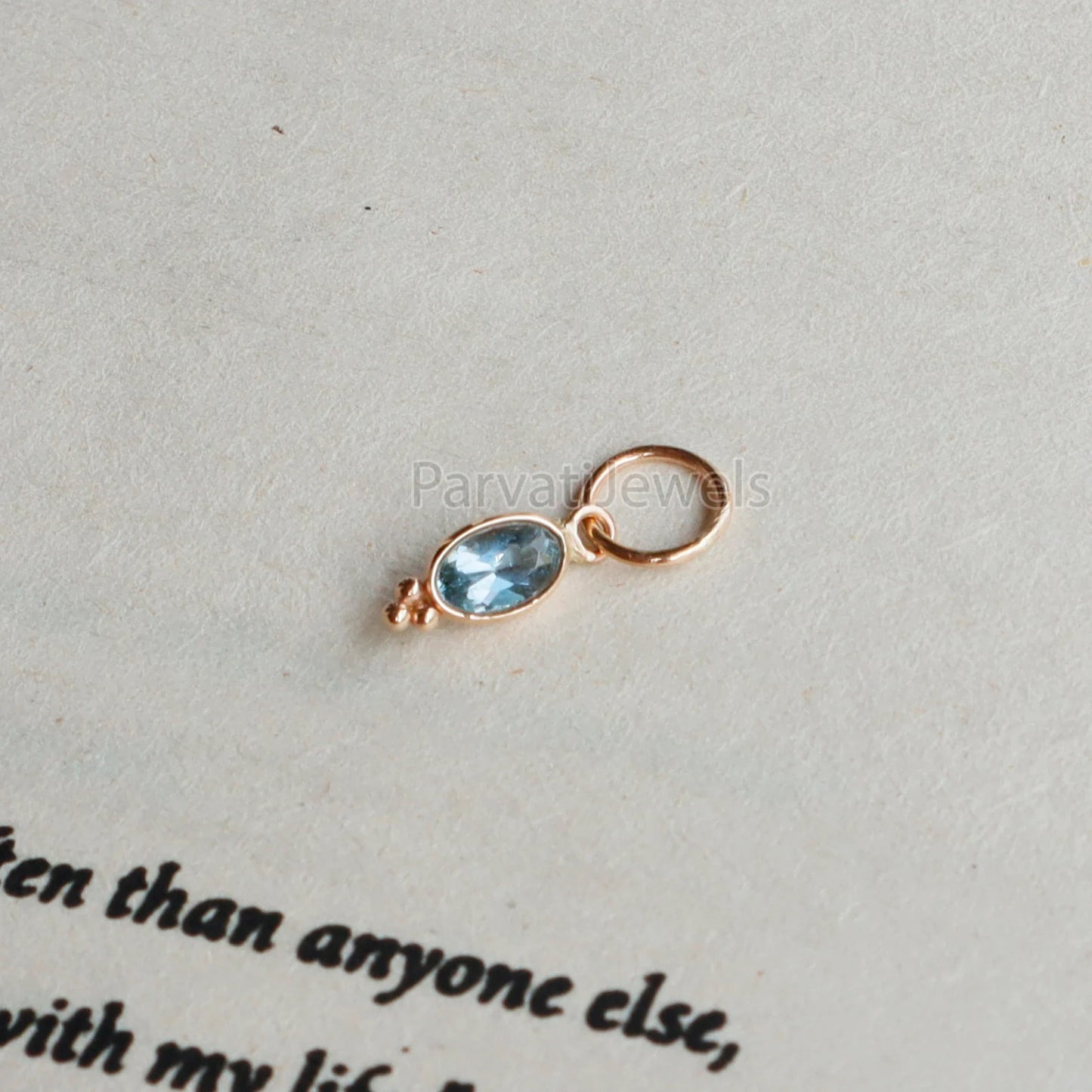 Natural Aquamarine Charm, 18k Solid Gold Charm, Aquamarine Gold Charm, Gold Charm, Charm Pendant, Handmade Gold Charm, Gift For Her