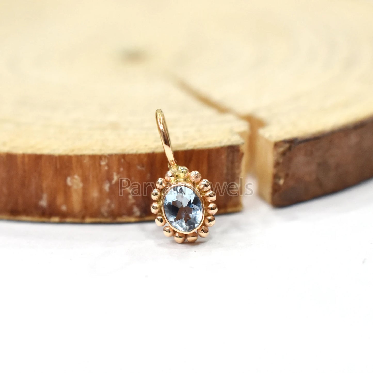 Natural Aquamarine 18K Solid Gold Charm, 14k & 18k Solid Gold Charm, Aqua Gold Charm Pendant, Charm Pendant, Handmade Gold Charm For Gifting