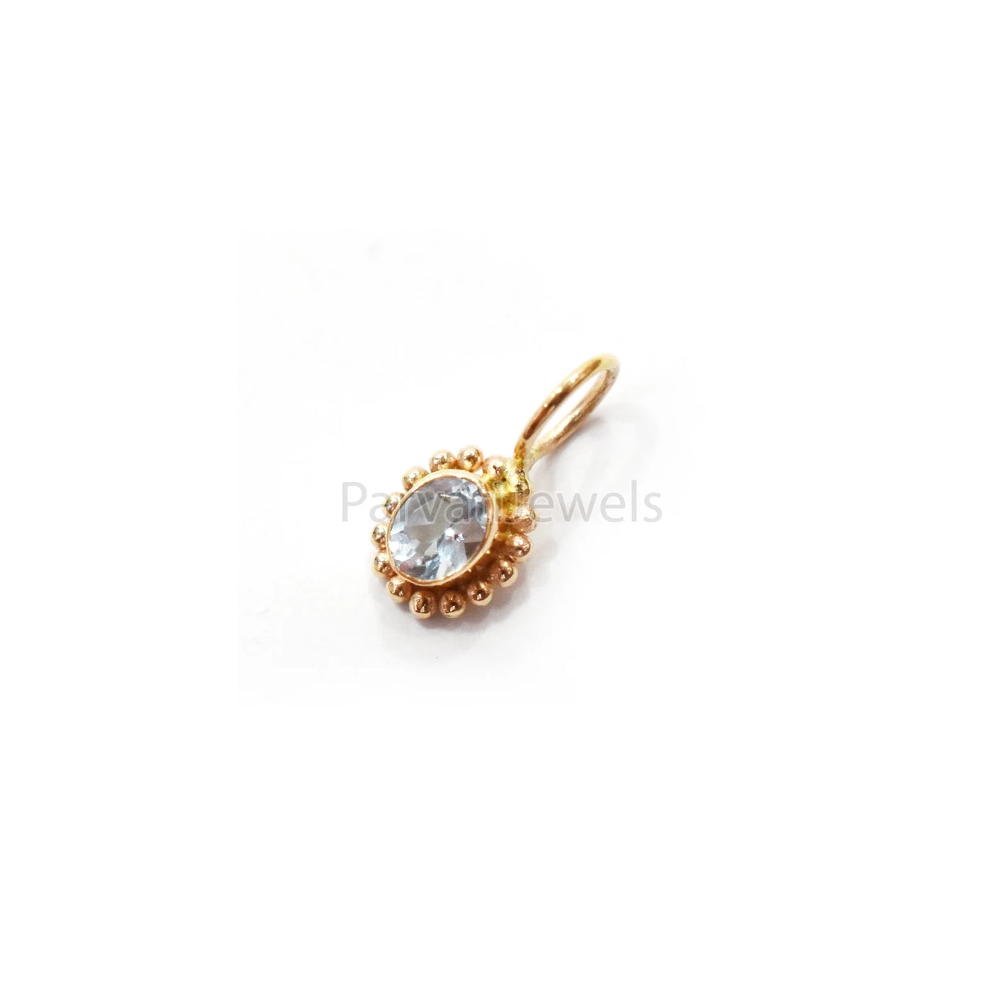 Natural Aquamarine 18K Solid Gold Charm, 14k & 18k Solid Gold Charm, Aqua Gold Charm Pendant, Charm Pendant, Handmade Gold Charm For Gifting