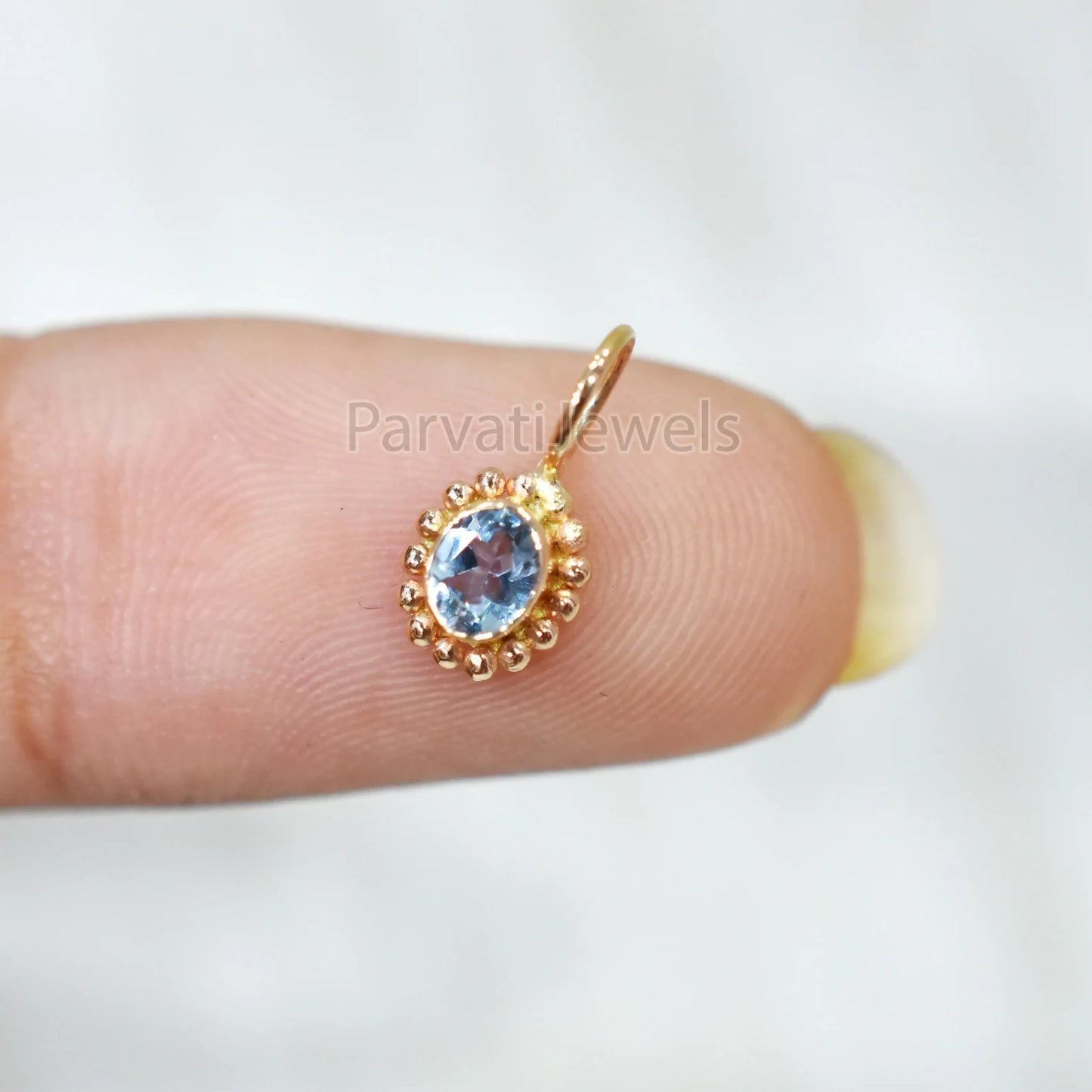 Natural Aquamarine 18K Solid Gold Charm, 14k & 18k Solid Gold Charm, Aqua Gold Charm Pendant, Charm Pendant, Handmade Gold Charm For Gifting