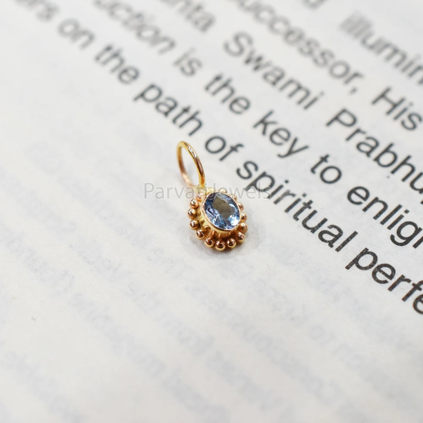 Natural Aquamarine 18K Solid Gold Charm, 14k & 18k Solid Gold Charm, Aqua Gold Charm Pendant, Charm Pendant, Handmade Gold Charm For Gifting