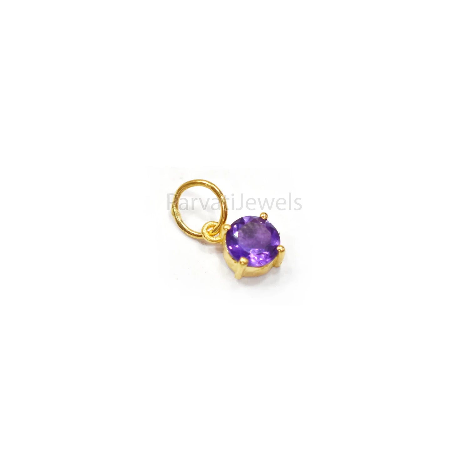 Natural African Amethyst Charm, 18k Solid Gold Charm, Prong Setting Jewelry, Gold Charm, Charm Pendant, Handmade Charm, February Birthstone