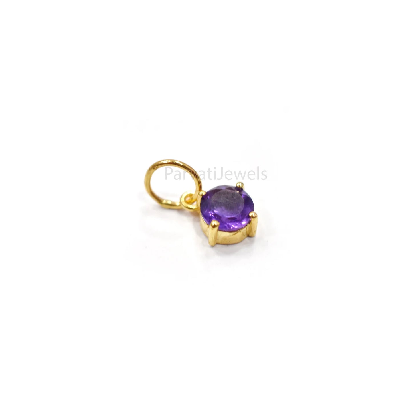 Natural African Amethyst Charm, 18k Solid Gold Charm, Prong Setting Jewelry, Gold Charm, Charm Pendant, Handmade Charm, February Birthstone
