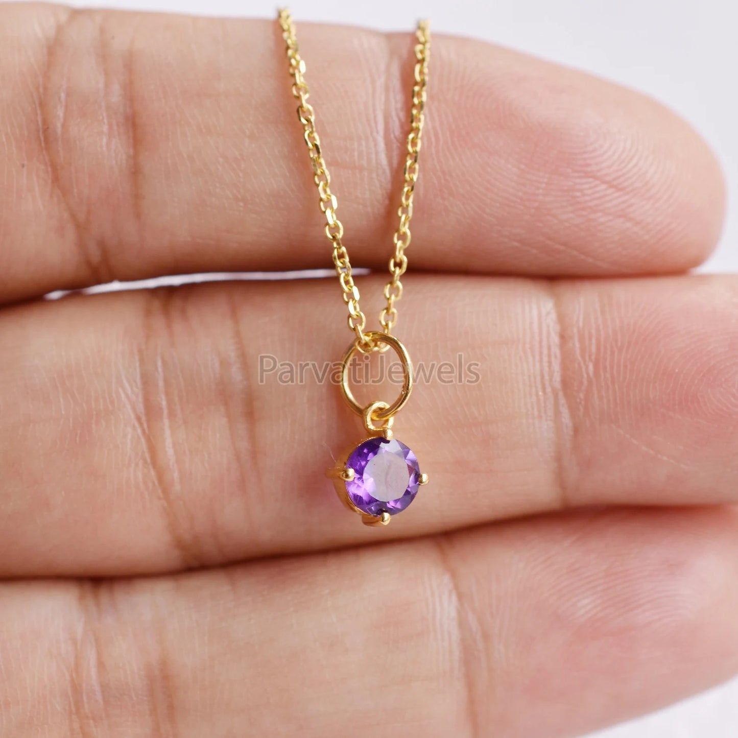 Natural African Amethyst Charm, 18k Solid Gold Charm, Prong Setting Jewelry, Gold Charm, Charm Pendant, Handmade Charm, February Birthstone