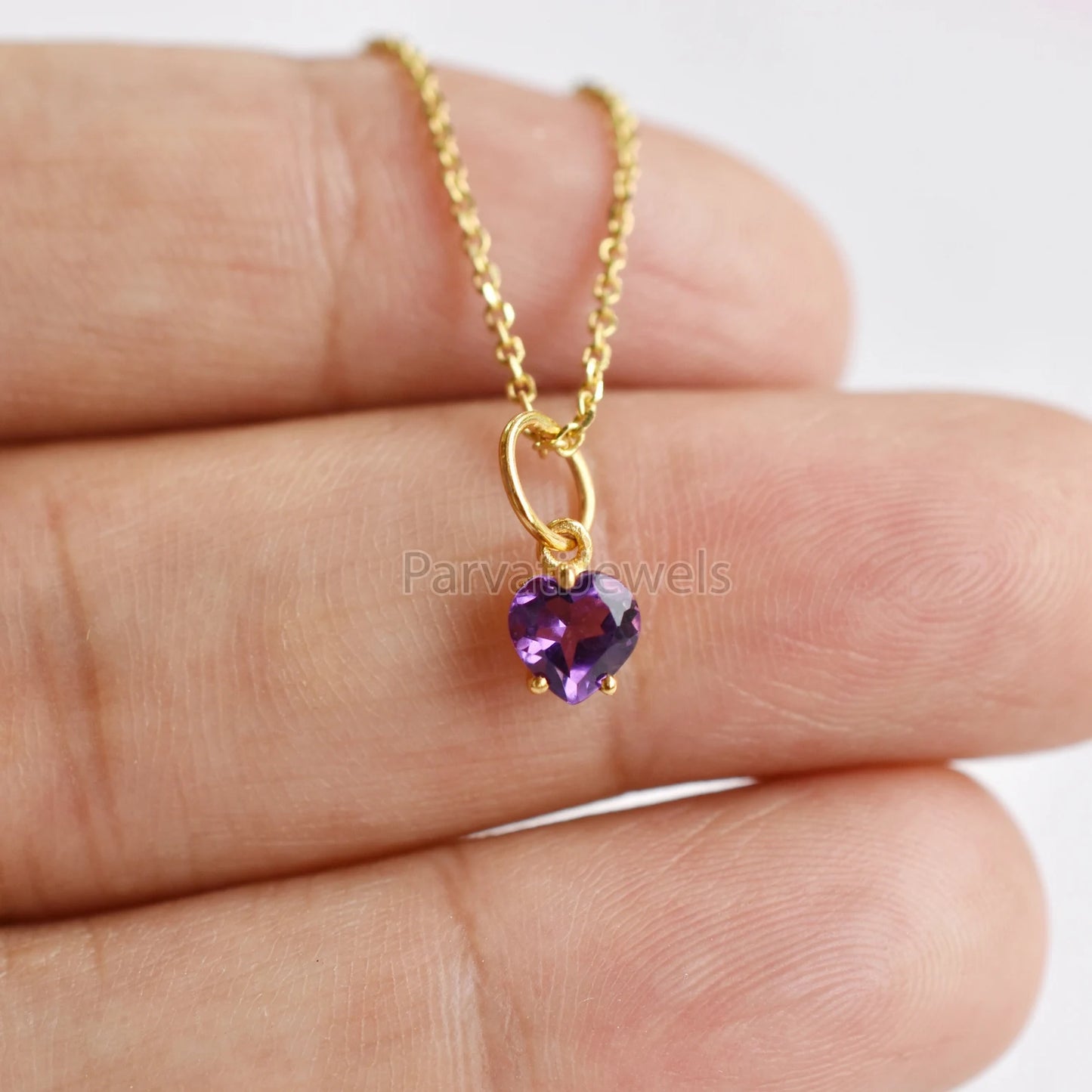 Beautiful Heart Shape Amethyst 18K Solid Gold Charm, Gold Charm, Amethyst Gold Charm, Solid Gold Charm, Handmade Gold Charm For Gifting