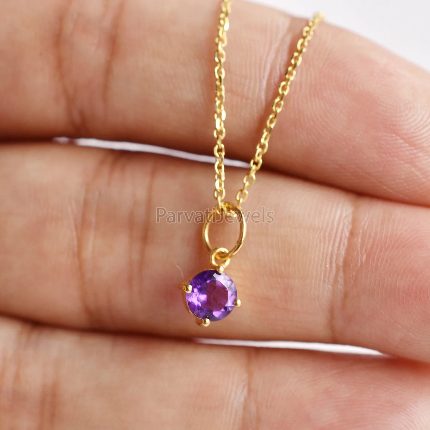 Natural African Amethyst Charm, 18k Solid Gold Charm, Prong Setting Jewelry, Gold Charm, Charm Pendant, Handmade Charm, February Birthstone