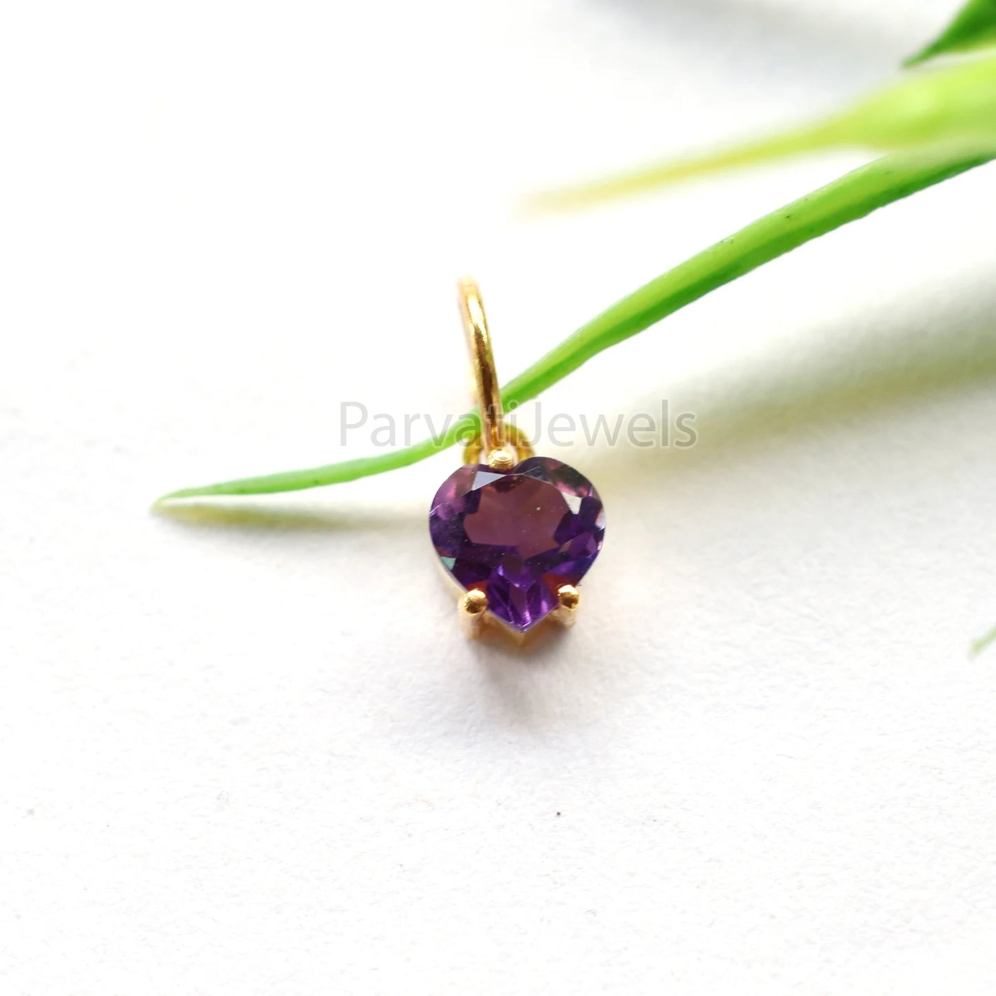 Beautiful Heart Shape Amethyst 18K Solid Gold Charm, Gold Charm, Amethyst Gold Charm, Solid Gold Charm, Handmade Gold Charm For Gifting