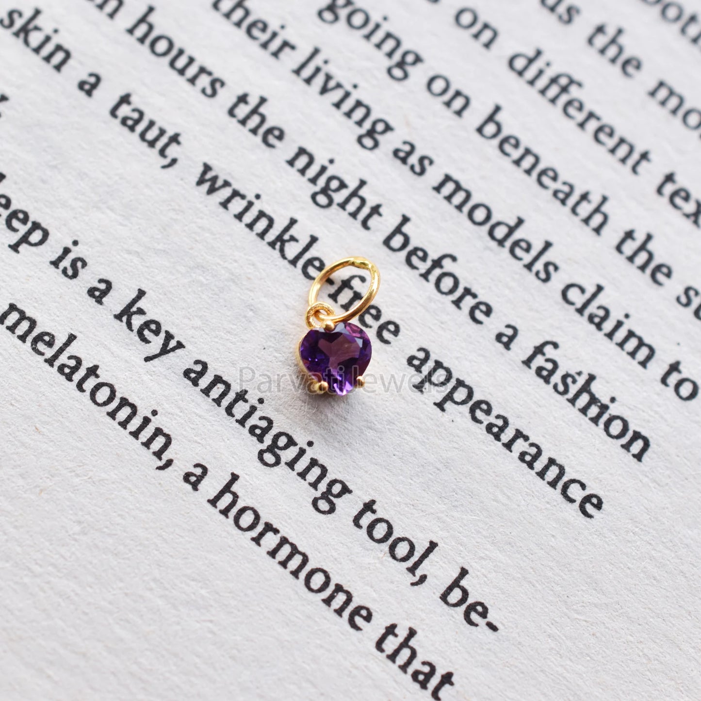 Beautiful Heart Shape Amethyst 18K Solid Gold Charm, Gold Charm, Amethyst Gold Charm, Solid Gold Charm, Handmade Gold Charm For Gifting