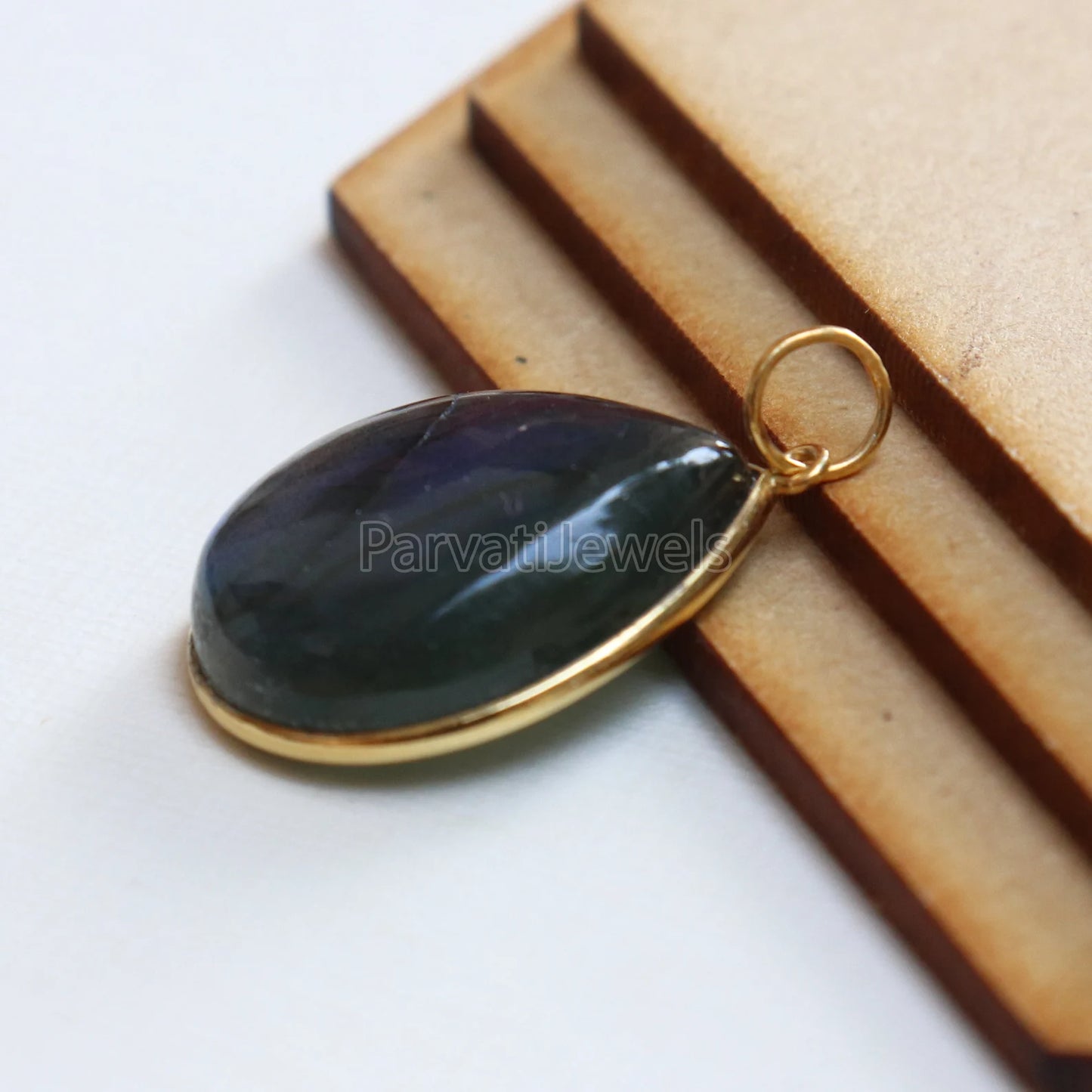 Cabochon Labradorite Charm, Labradorite 18k Solid Gold Charm, Labradorite Charm, Gold Charm, Charm Pendant, Handmade Charm, Gift For Her