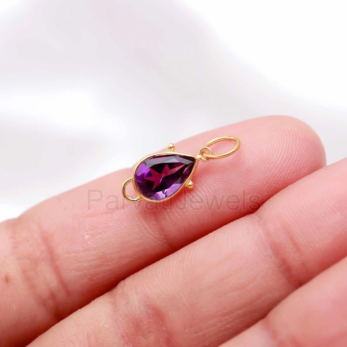 Natural Amethyst Charm, 18k Solid Gold Charm, Natural Amethyst Charm, Gold Charm, Gold Charm Pendant, Charm Necklace, Handmade Gold Charm