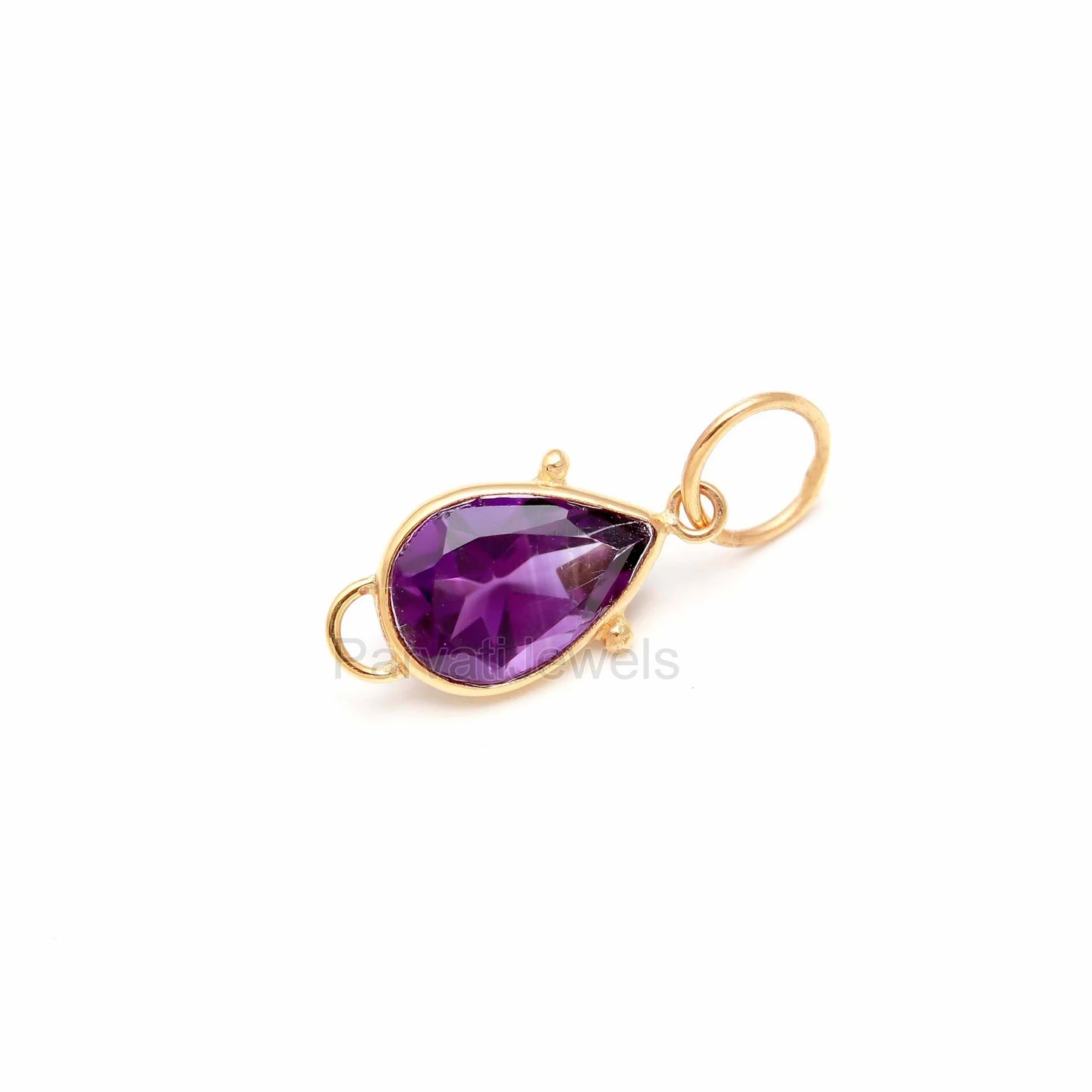 Natural Amethyst Charm, 18k Solid Gold Charm, Natural Amethyst Charm, Gold Charm, Gold Charm Pendant, Charm Necklace, Handmade Gold Charm