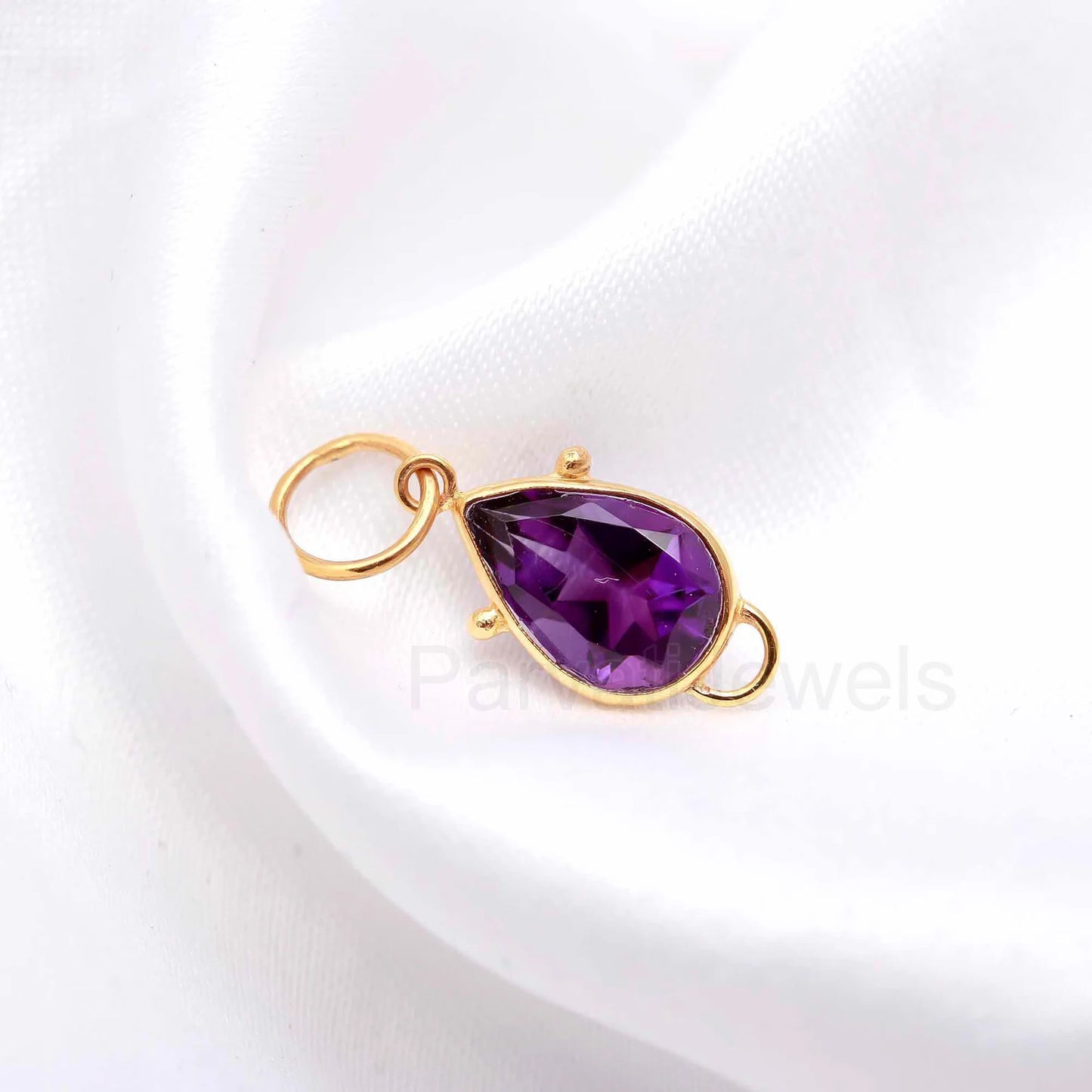 Natural Amethyst Charm, 18k Solid Gold Charm, Natural Amethyst Charm, Gold Charm, Gold Charm Pendant, Charm Necklace, Handmade Gold Charm