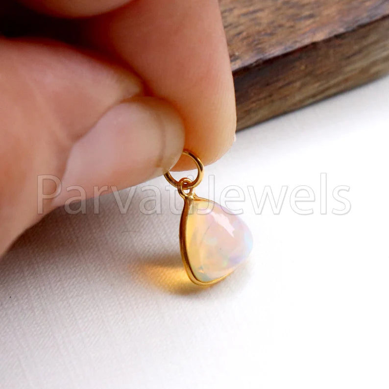 Ethiopian Opal Charm, 18k Solid Gold Charm, Opal Charm, Gold Charm, Charm Necklace, Charm Pendant, Handmade Gold Charm, Gold Charms