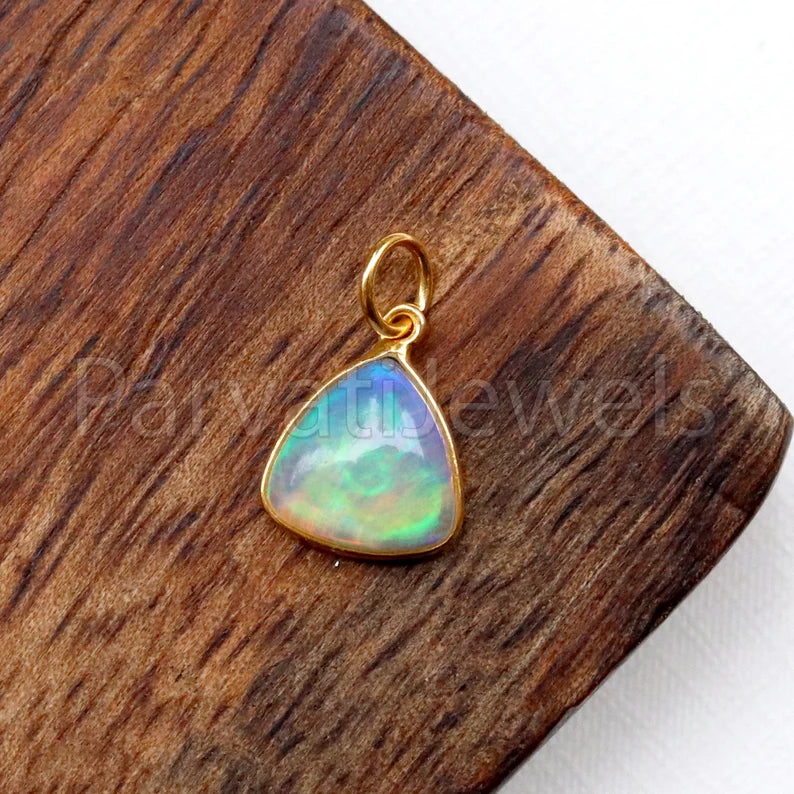 Ethiopian Opal Charm, 18k Solid Gold Charm, Opal Charm, Gold Charm, Charm Necklace, Charm Pendant, Handmade Gold Charm, Gold Charms