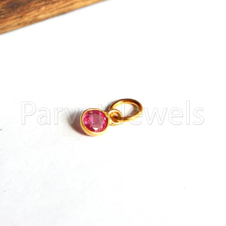 Ruby Charm, 18k Solid Gold Charm, Handmade Gold Charm, Charm Pendant, Charms Necklace, Ruby Charms, Minimalist Pendant, Natural Ruby Charms