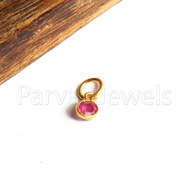 Ruby Charm, 18k Solid Gold Charm, Handmade Gold Charm, Charm Pendant, Charms Necklace, Ruby Charms, Minimalist Pendant, Natural Ruby Charms