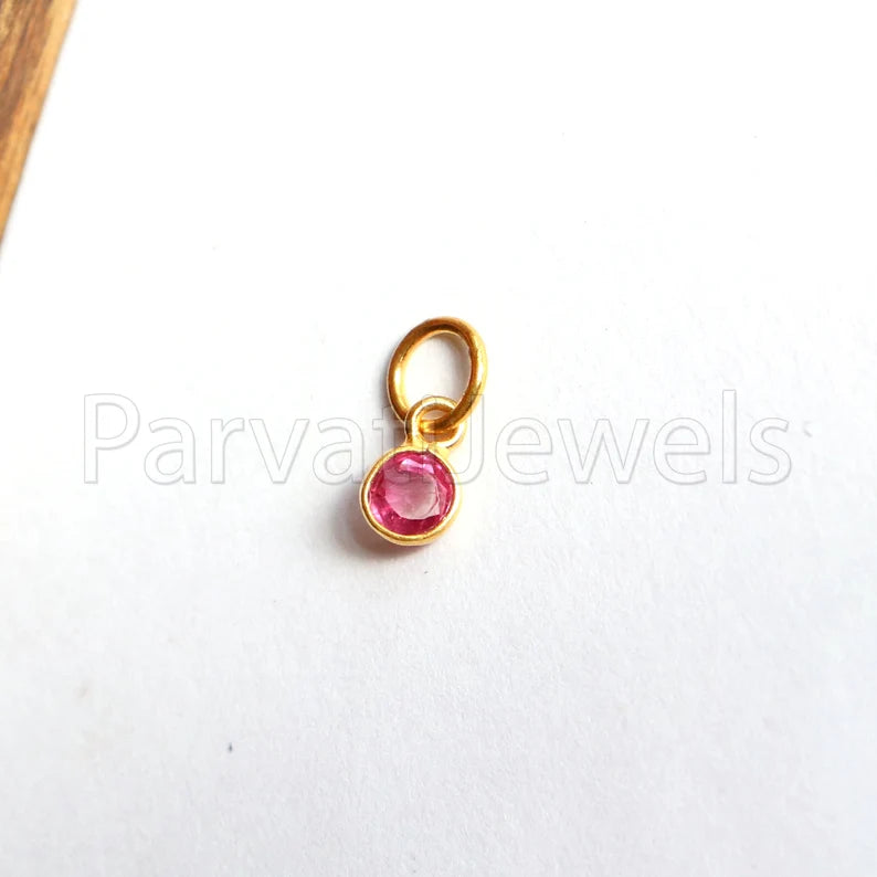 Ruby Charm, 18k Solid Gold Charm, Handmade Gold Charm, Charm Pendant, Charms Necklace, Ruby Charms, Minimalist Pendant, Natural Ruby Charms