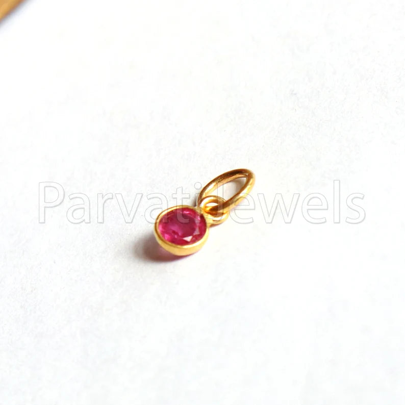 Ruby Charm, 18k Solid Gold Charm, Handmade Gold Charm, Charm Pendant, Charms Necklace, Ruby Charms, Minimalist Pendant, Natural Ruby Charms