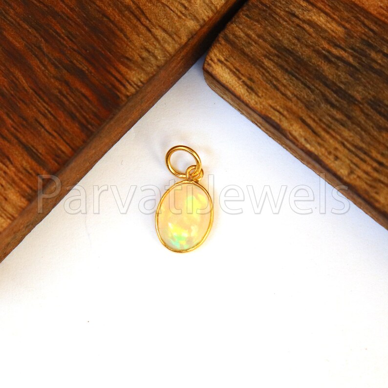 Natural Ethiopian Opal Charm, 18k Solid Gold Charm, Opal Charm, Gold Charm, Charm Necklace, Charm Pendant, Handmade Gold Charm, Gold Charms Pendant, Gift For Her Charm