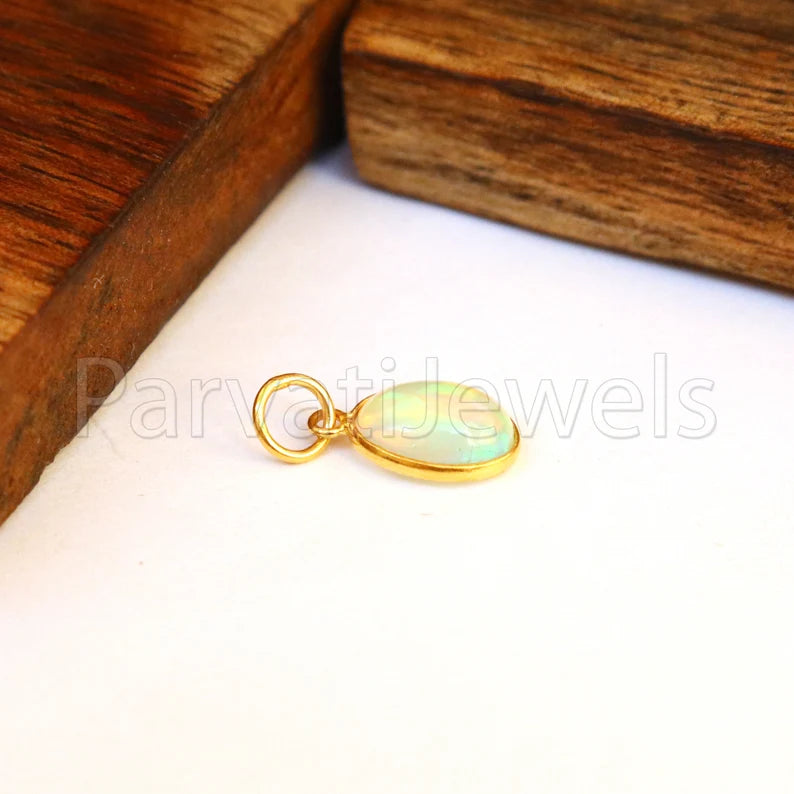 Natural Ethiopian Opal Charm, 18k Solid Gold Charm, Opal Charm, Gold Charm, Charm Necklace, Charm Pendant, Handmade Gold Charm, Gold Charms Pendant, Gift For Her Charm