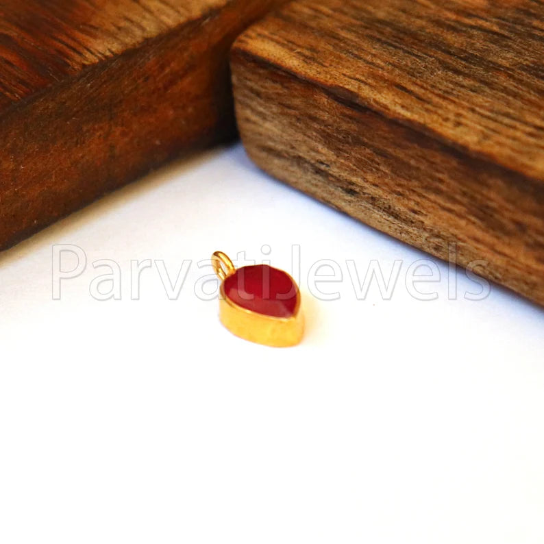 Ruby Charm, 18k Solid Gold Charm, Handmade Gold Charm, Charm Pendant, Charms Necklace, Ruby Charms, Minimalist Pendant, Natural Ruby Charms