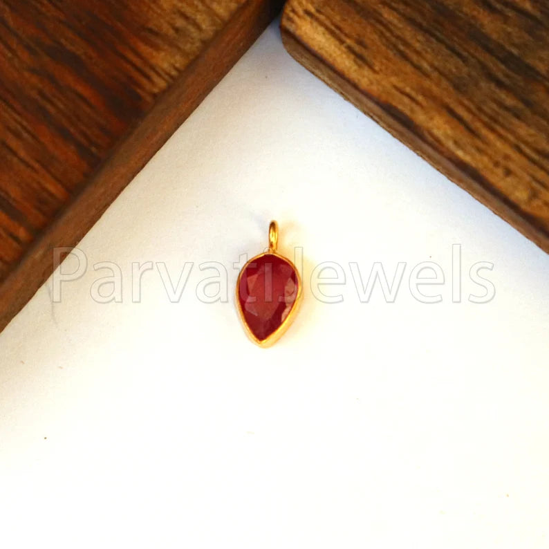 Ruby Charm, 18k Solid Gold Charm, Handmade Gold Charm, Charm Pendant, Charms Necklace, Ruby Charms, Minimalist Pendant, Natural Ruby Charms