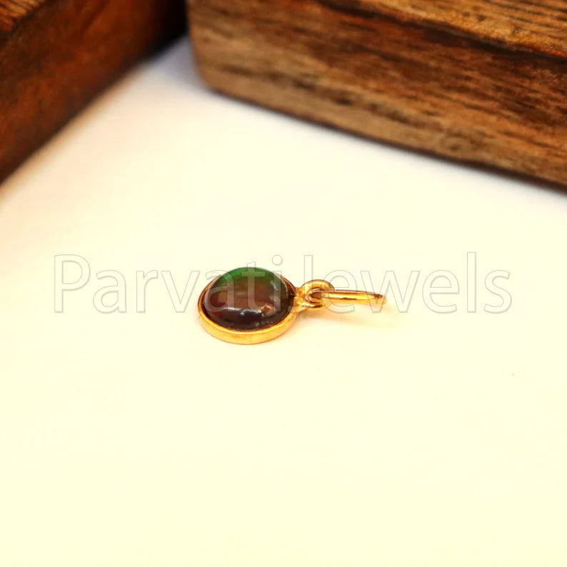 Natural Chalama Black Opal Charm, 18k Solid Gold Charm, Opal Charm, Gold Opal Charm, Charm Necklace, Charm Pendant, Handmade Gold Charm, Gold Charm Pendant, Christmas Gift Charm