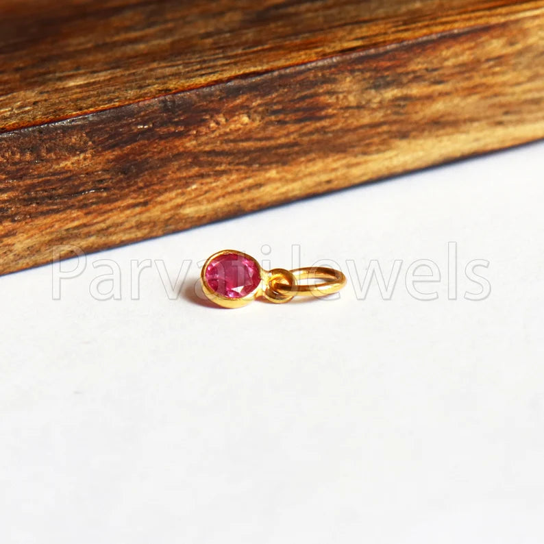 Ruby Charm, 18k Solid Gold Charm, Handmade Gold Charm, Charm Pendant, Charms Necklace, Ruby Charms, Minimalist Pendant, Natural Ruby Charms