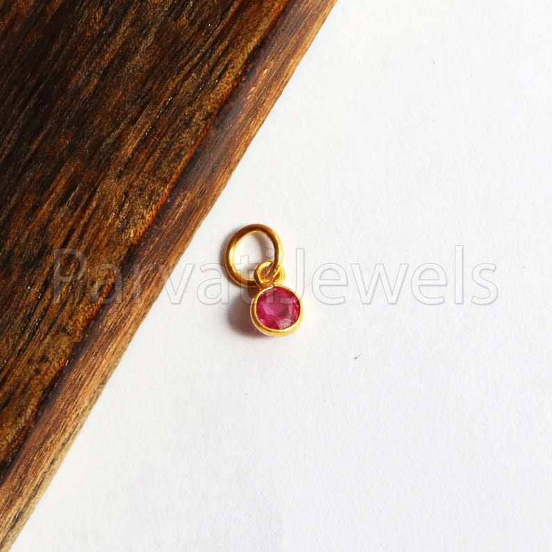 Ruby Charm, 18k Solid Gold Charm, Handmade Gold Charm, Charm Pendant, Charms Necklace, Ruby Charms, Minimalist Pendant, Natural Ruby Charms