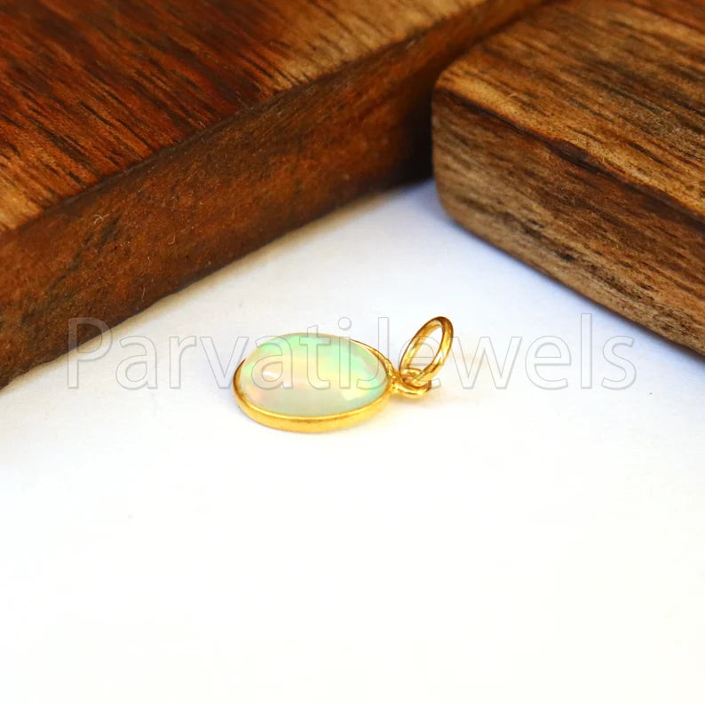 Natural Ethiopian Opal Charm, 18k Solid Gold Charm, Opal Charm, Gold Charm, Charm Necklace, Charm Pendant, Handmade Gold Charm, Gold Charms Pendant, Gift For Her Charm