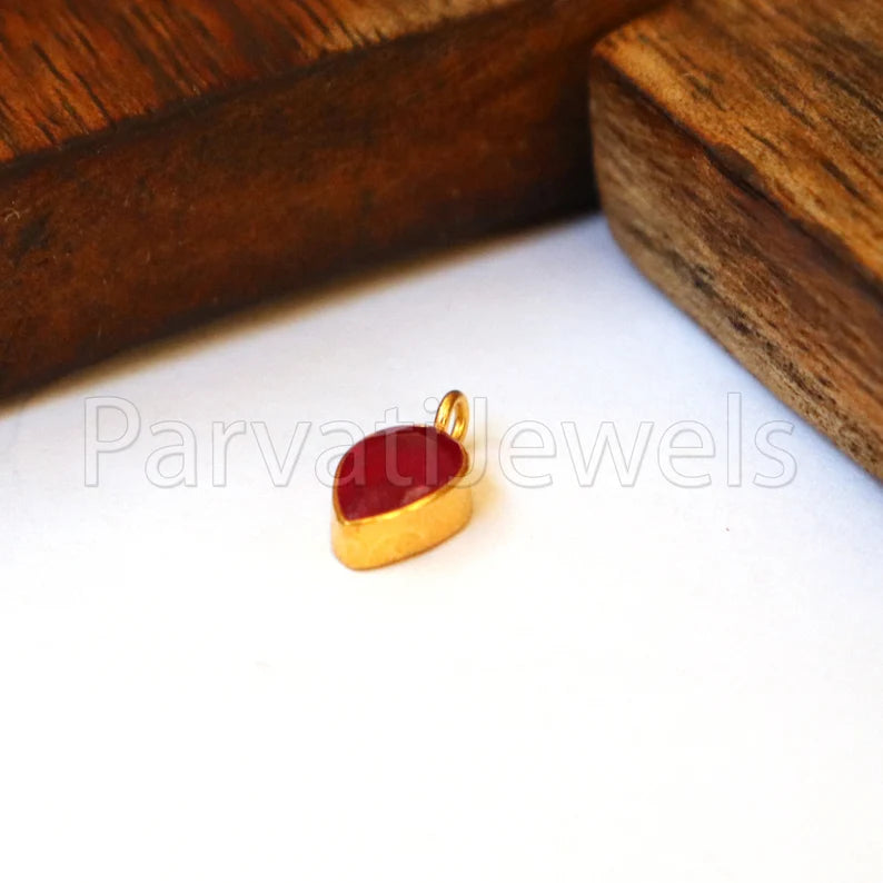 Ruby Charm, 18k Solid Gold Charm, Handmade Gold Charm, Charm Pendant, Charms Necklace, Ruby Charms, Minimalist Pendant, Natural Ruby Charms