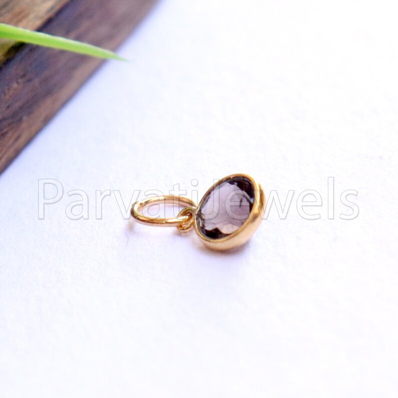 Smoky Topaz Charm, 18k Solid Gold Charm, Natural Smoky Topaz Charm, Gold Charm, Charm Pendant, Charm Necklace, Handmade Gold Charm