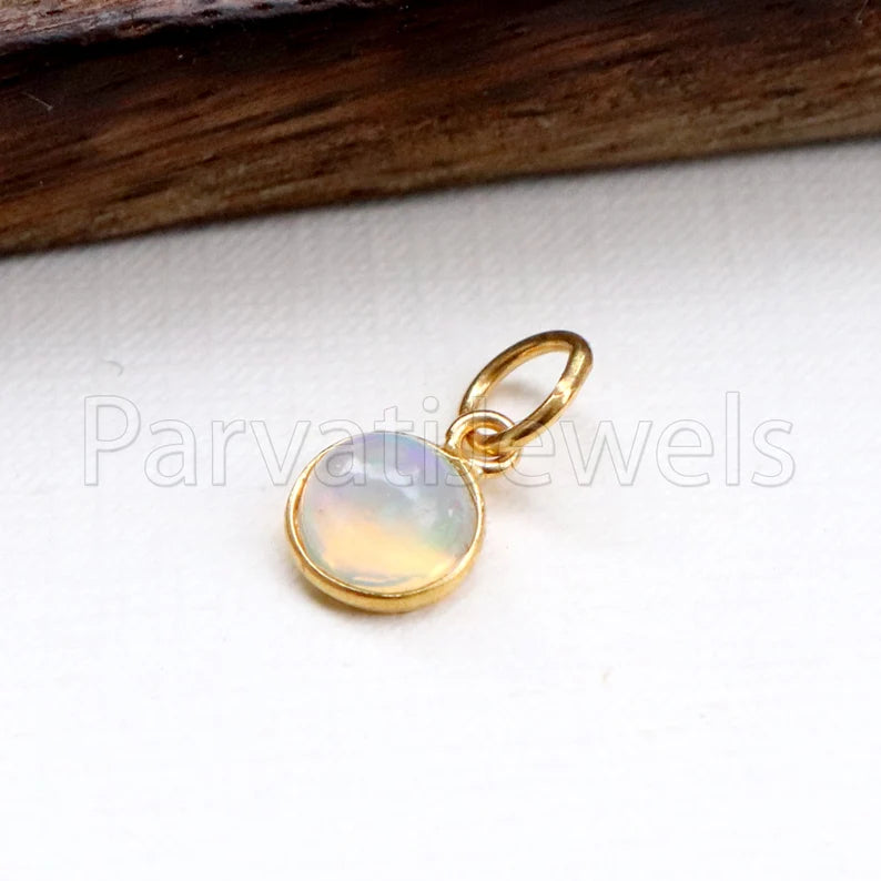 Natural Ethiopian Opal Charm, 18k Solid Gold Charm, Opal Charm, Gold Charm, Charm Necklace, Charm Pendant, Handmade Gold Charm, Gold Charms