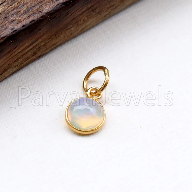 Natural Ethiopian Opal Charm, 18k Solid Gold Charm, Opal Charm, Gold Charm, Charm Necklace, Charm Pendant, Handmade Gold Charm, Gold Charms