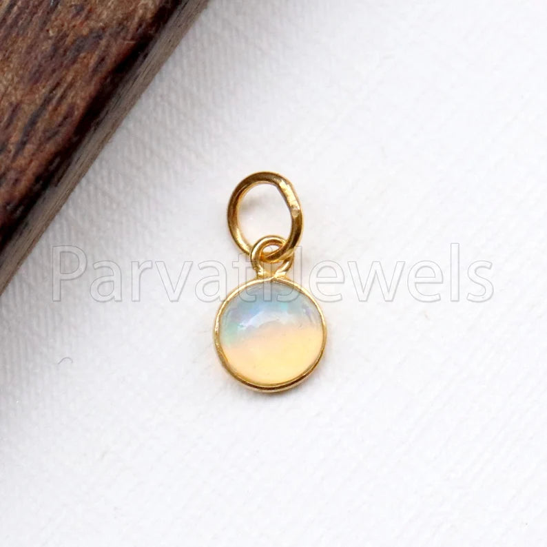 Natural Ethiopian Opal Charm, 18k Solid Gold Charm, Opal Charm, Gold Charm, Charm Necklace, Charm Pendant, Handmade Gold Charm, Gold Charms