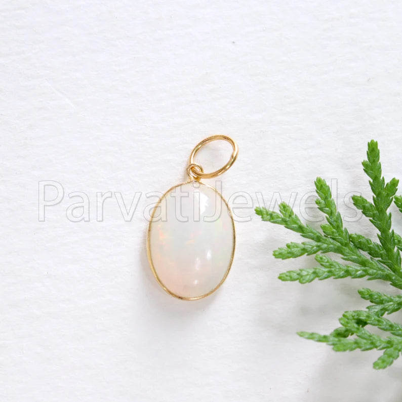 Natural Ethiopian Opal Charm, 18k Solid Gold Charm, Opal Charm, Gold Charm, Charm Necklace, Charm Pendant, Handmade Gold Charm, Gold Charms Pendant, Gift For Christmas Charm, Gift For Her Charm