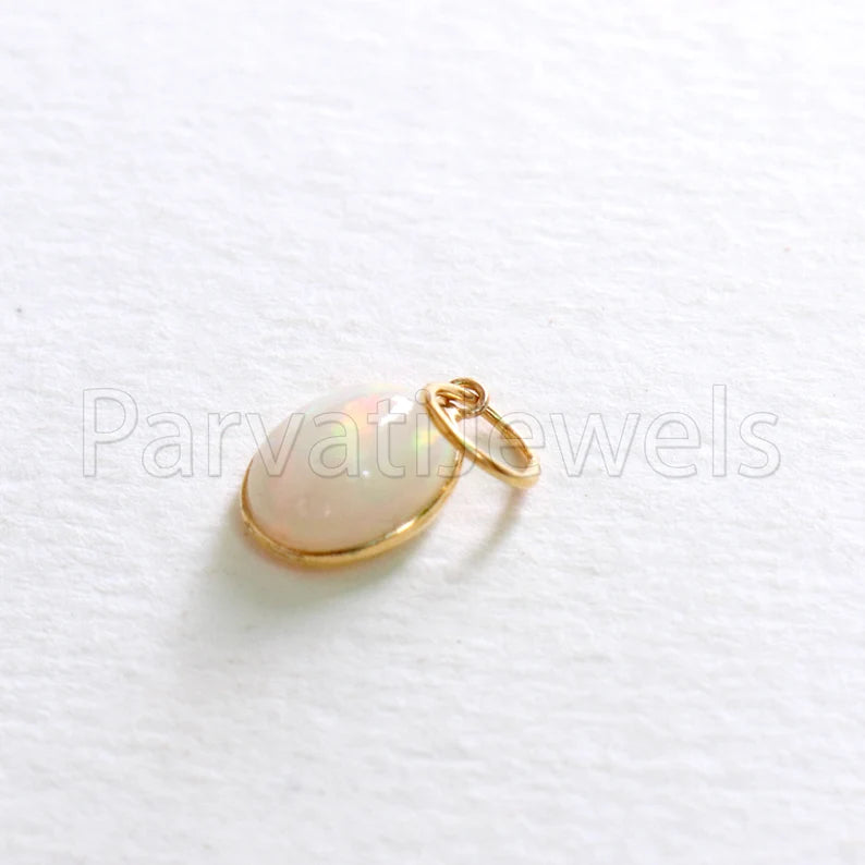 Natural Ethiopian Opal Charm, 18k Solid Gold Charm, Opal Charm, Gold Charm, Charm Necklace, Charm Pendant, Handmade Gold Charm, Gold Charms Necklace, Gift For Christmas Charm, Gift For Her charm