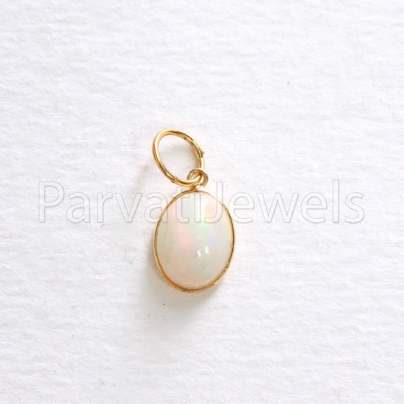 Natural Ethiopian Opal Charm, 18k Solid Gold Charm, Opal Charm, Gold Charm, Charm Necklace, Charm Pendant, Handmade Gold Charm, Gold Charms Necklace, Gift For Christmas Charm, Gift For Her charm