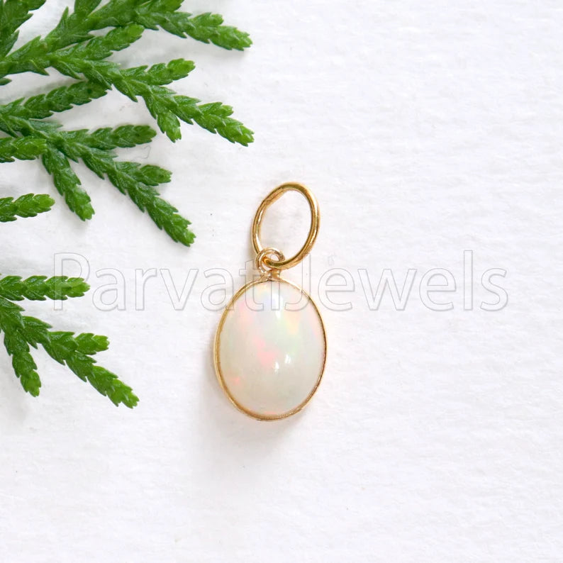 Natural Ethiopian Opal Charm, 18k Solid Gold Charm, Opal Charm, Gold Charm, Charm Necklace, Charm Pendant, Handmade Gold Charm, Gold Charms Necklace, Gift For Christmas Charm, Gift For Her charm