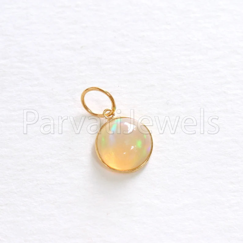 Natural Fire Ethiopian Opal Charm, 18k Solid Gold Charm, Natural Opal Charm, Gold Charm, Charm Necklace, Charm Pendant, Handmade Gold Charm, Gold Charm Pendant, Christmas Gift Charm, Gift For Mom Charm