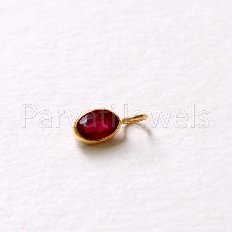 Ruby Charm, 18k Solid Gold Charm, Handmade Gold Charm, Charm Pendant, Charms Necklace, Ruby Charms, Minimalist Pendant, Natural Ruby Charms