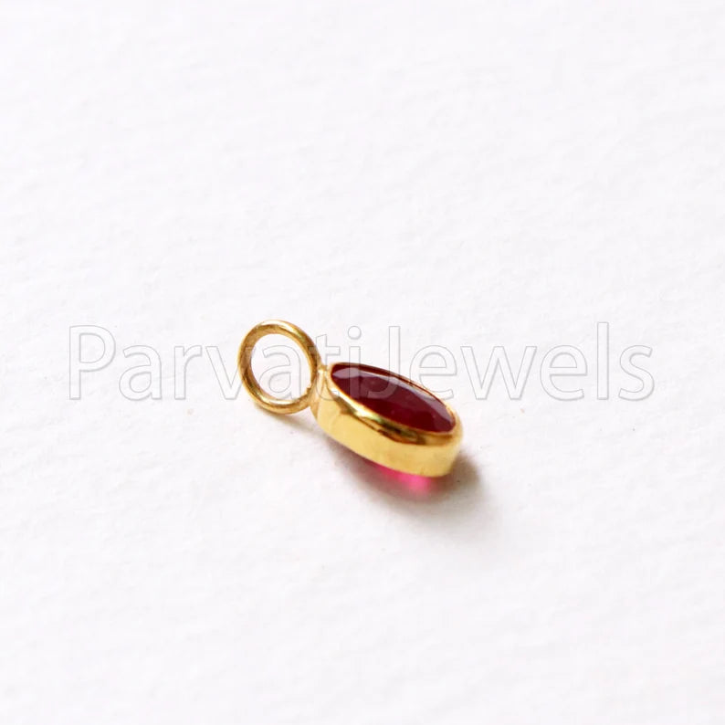 Ruby Charm, 18k Solid Gold Charm, Handmade Gold Charm, Charm Pendant, Charms Necklace, Ruby Charms, Minimalist Pendant, Natural Ruby Charms