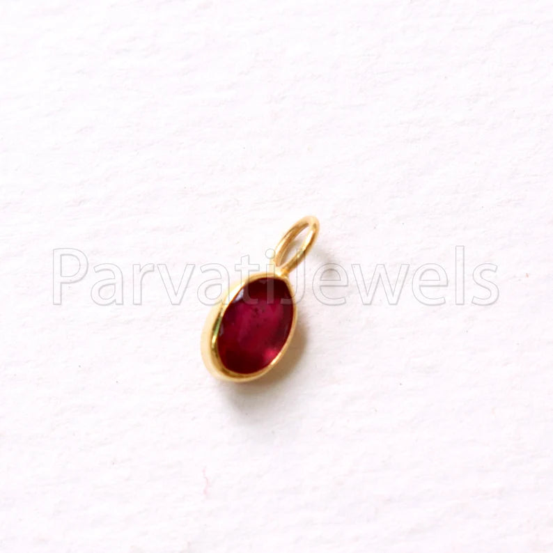 Ruby Charm, 18k Solid Gold Charm, Handmade Gold Charm, Charm Pendant, Charms Necklace, Ruby Charms, Minimalist Pendant, Natural Ruby Charms