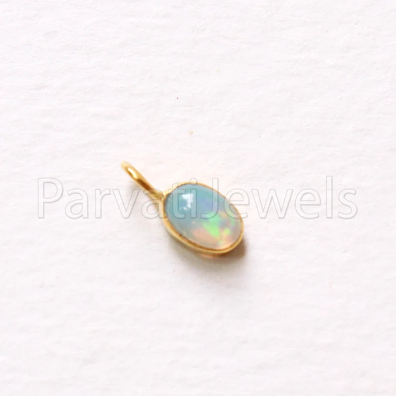 Natural Ethiopian Opal Charm, 18k Solid Gold Charm, Opal Charm, Gold Charm Pendant, Charm Necklace, Charm Pendant, Handmade Gold Charm, Opal Gold Charms