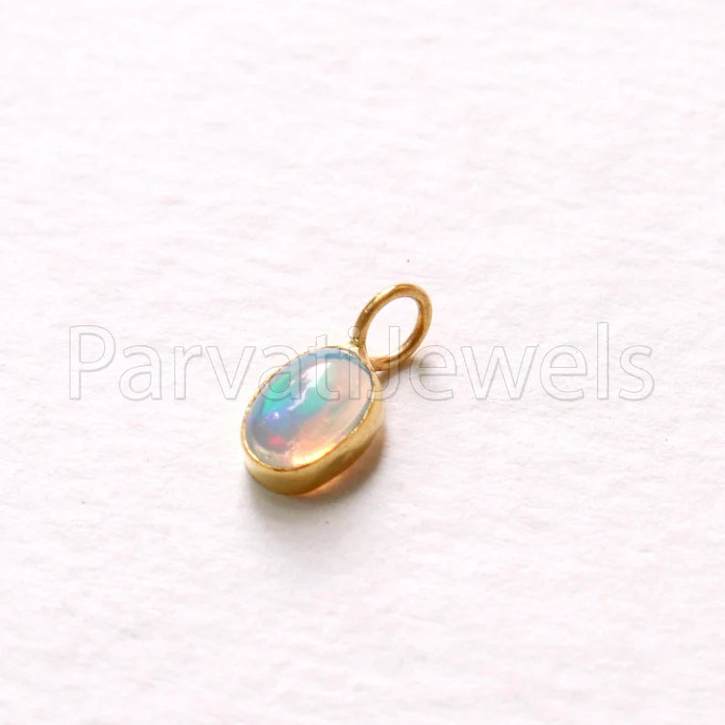 Natural Ethiopian Opal Charm, 18k Solid Gold Charm, Opal Charm, Gold Charm Pendant, Charm Necklace, Charm Pendant, Handmade Gold Charm, Opal Gold Charms