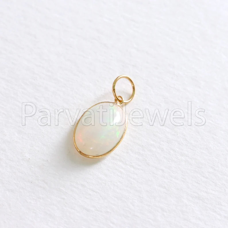 Natural Ethiopian Opal Charm, 18k Solid Gold Charm, Opal Charm, Gold Charm, Charm Necklace, Charm Pendant, Handmade Gold Charm, Gold Charms Pendant, Gift For Christmas Charm, Gift For Her Charm